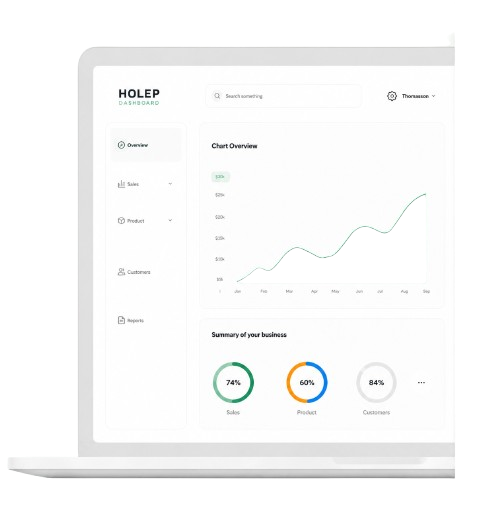 HOLEP Dashboard auf einem Laptop